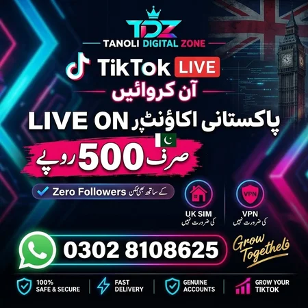 TikTok Live ON service Pakistan — Rs 500, Tanoli Digital Agency